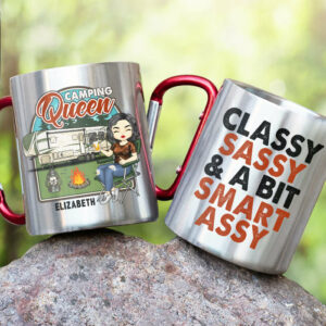 Classy, Sassy And Smart - Personalized Carabiner Camping Mug - Gift For Camping Lovers