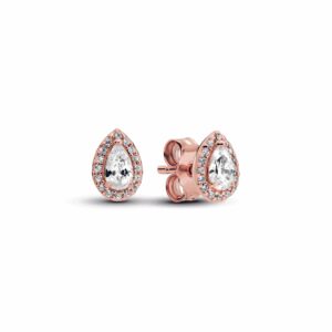 Teardrop Halo Stud Earrings