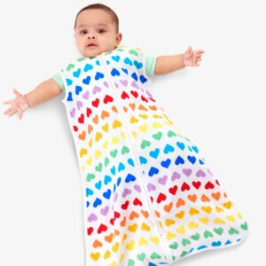 Muslin sleep sack in rainbow heart