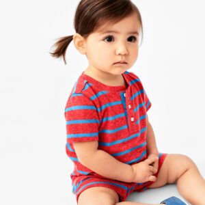 Baby heathered henley shortie in stripe