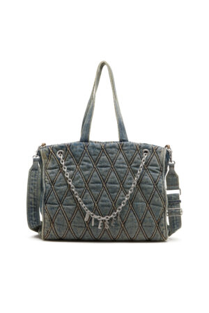 Charm-D-Tote bag in Argyle quilted denim