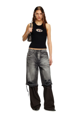 Cut-out knit top with logo plaque