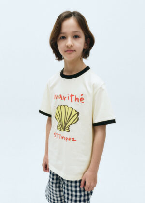KIDS COLOR BLOCK SHELL GRAPHIC TEE cream