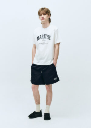 VARSITY GRAPHIC TEE+NYLON SHORTS SET-UP white