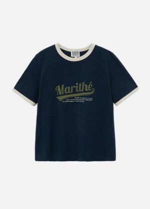 W VINTAGE BASEBALL RINGER TEE navy